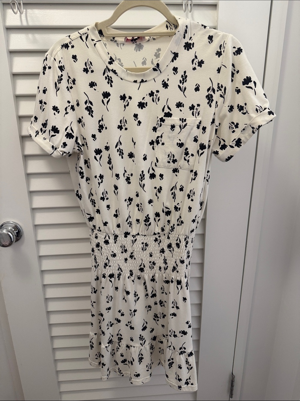 Parker White Mini Dress with Black Floral Print